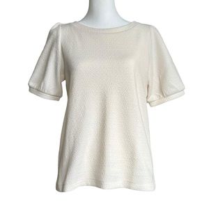 NWT Ann Taylor Loft Women’s Cream Off White Puffy Short Sleeve Top Shirt XS